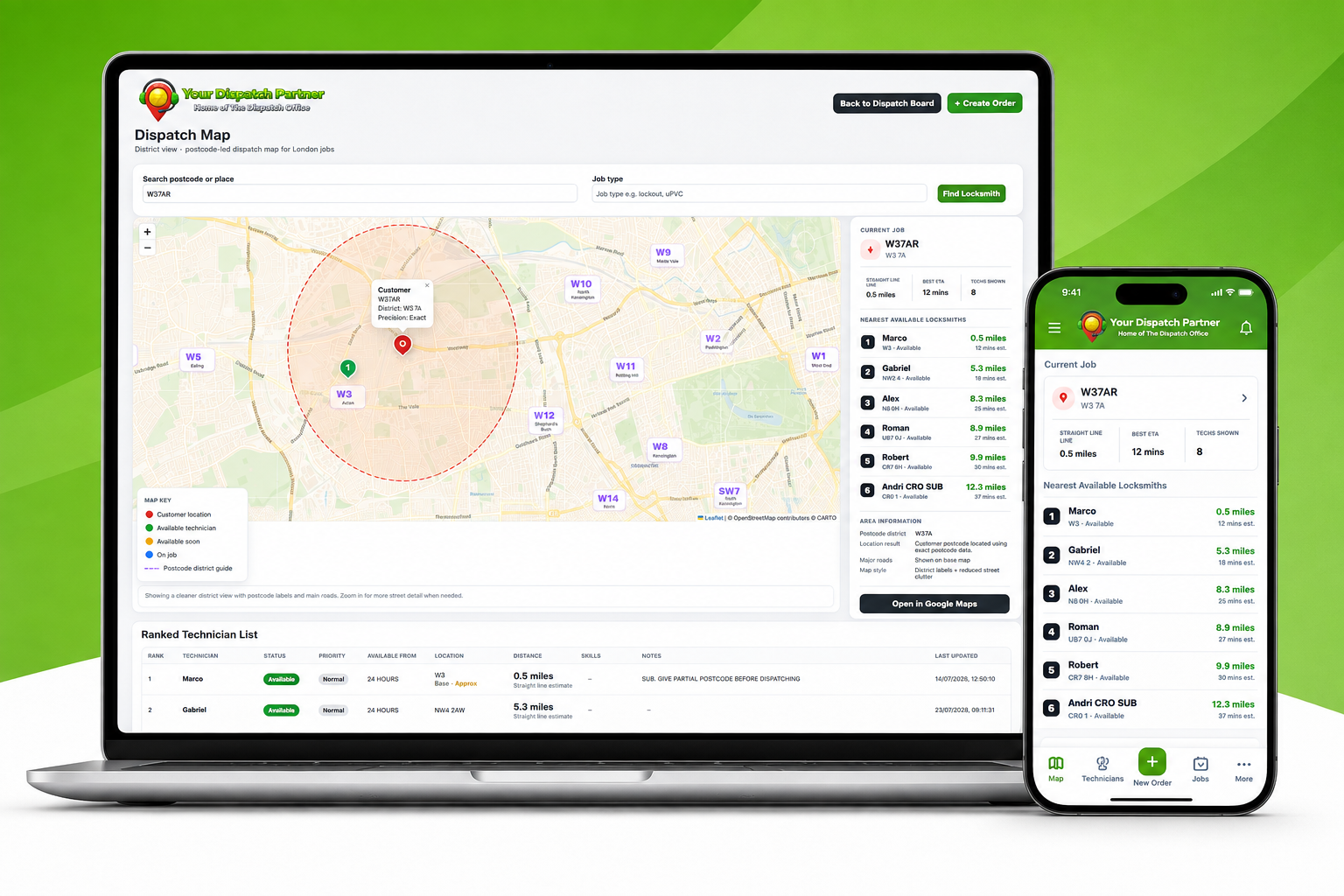 Your Dispatch Partner operational dashboard preview